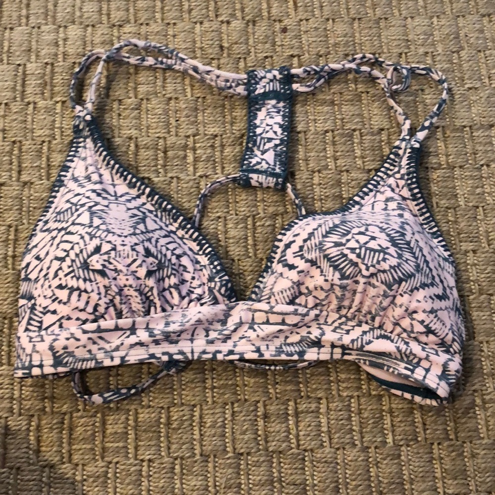 aztec blue and pink bikini top